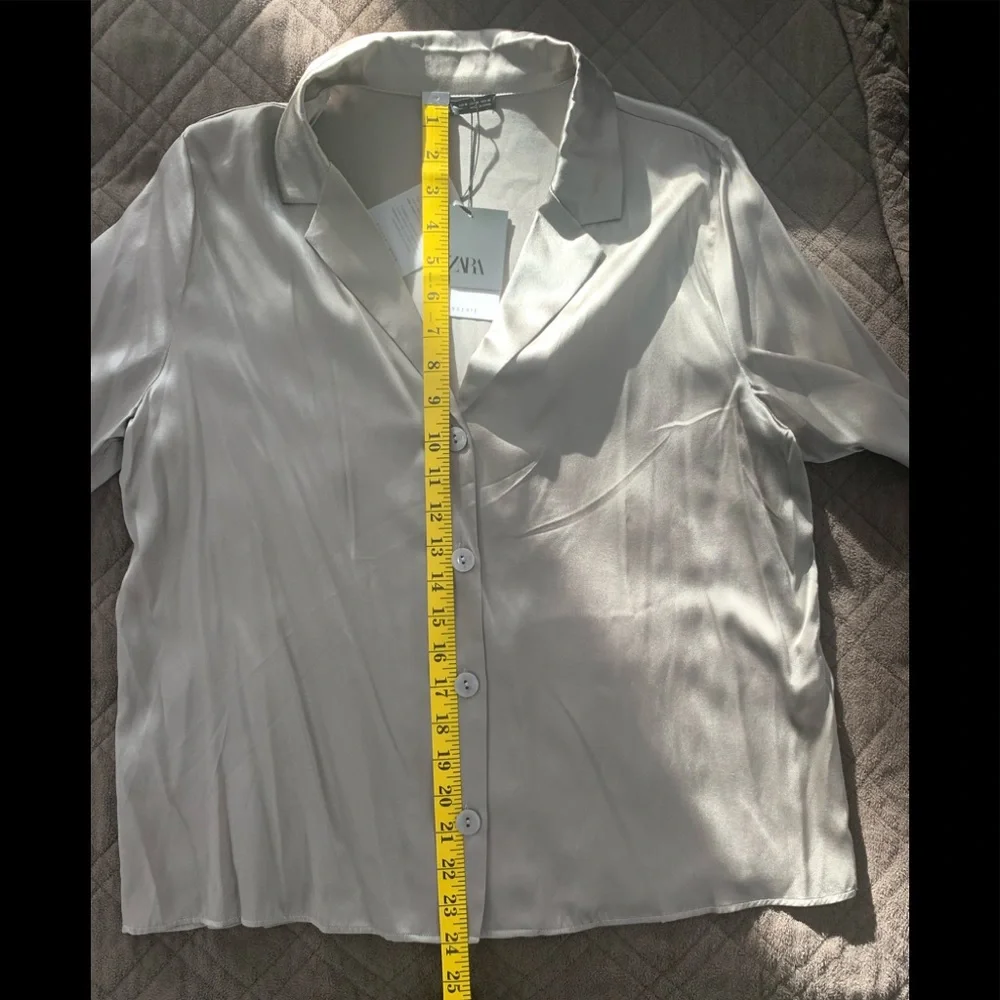 NWT Zara 100% Silk Gray Shirt - Picture 13 of 13